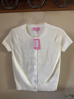 Edikted Cream Short-Sleeve Button Cardigan